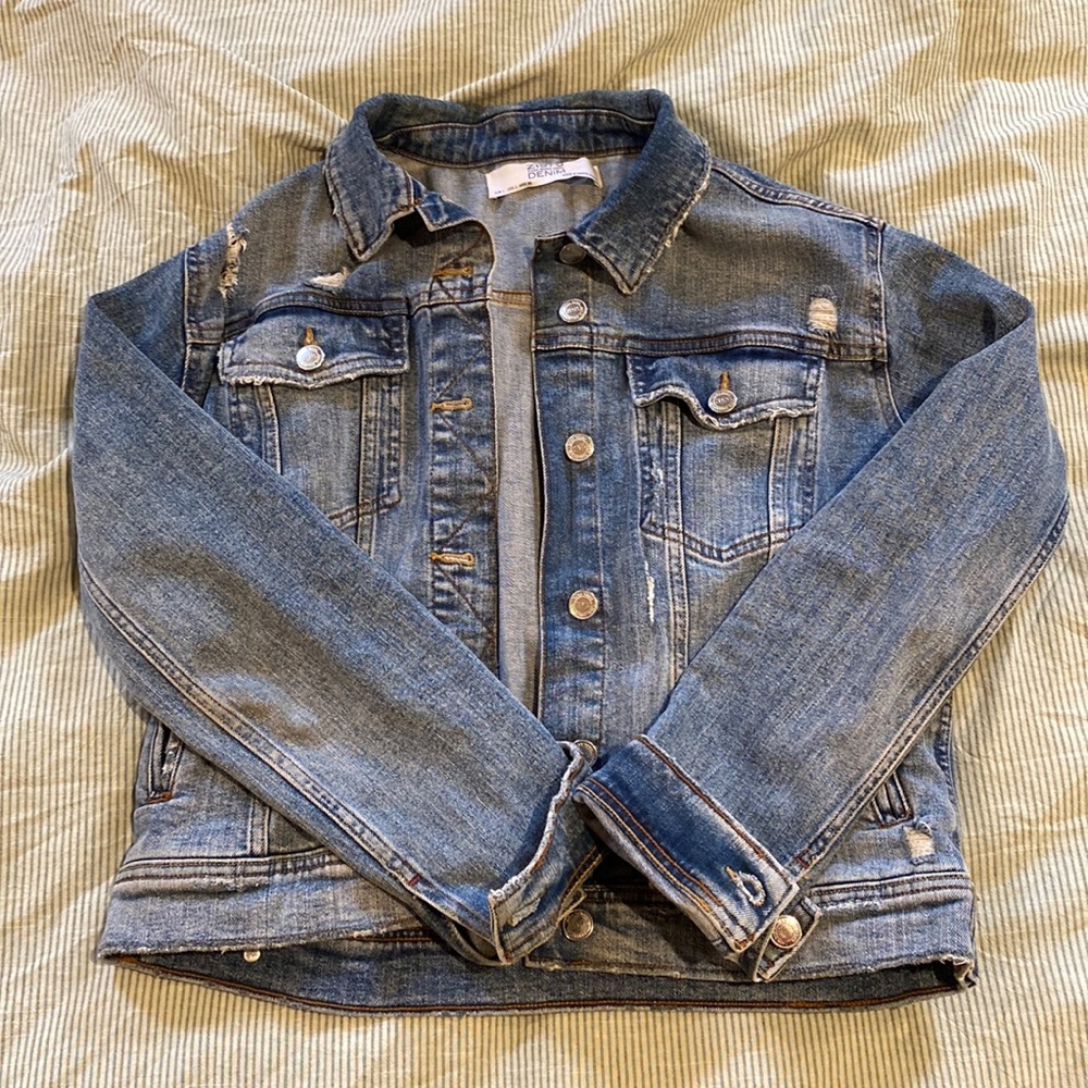 Zara Distressed Jean Jacket